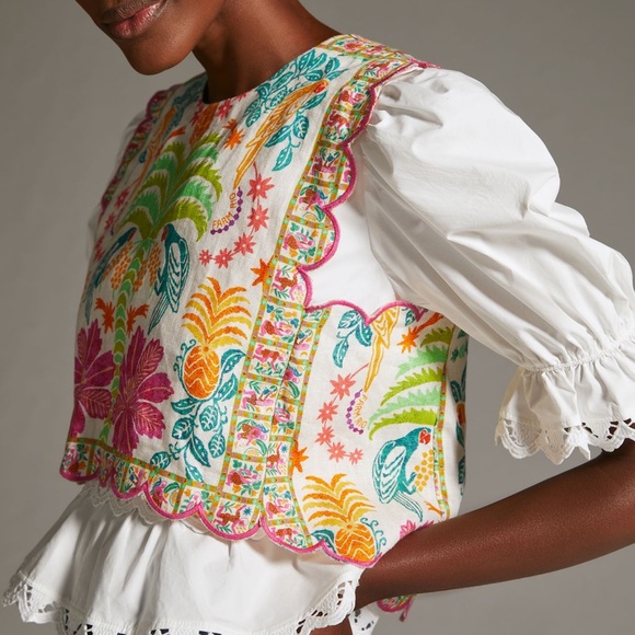 FARM Rio Tops - NWT Farm Rio embroidered linen tank